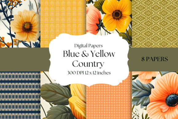 Download Blue and Yellow Country Style Papers - Country style Collection