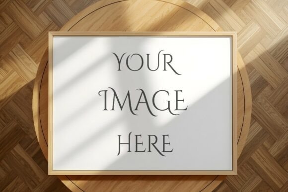 Download Horizontal Wood Frame on Round Oak Table - Horizontal wood Collection
