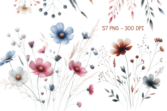 Download Watercolor Wild Flowers Sublimation PNG - Premium Bundle